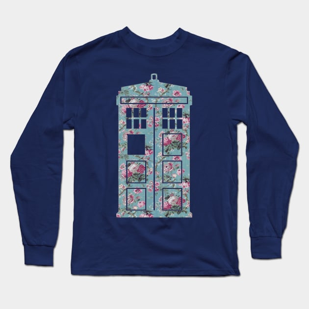 Floral Police Box Long Sleeve T-Shirt by fashionsforfans